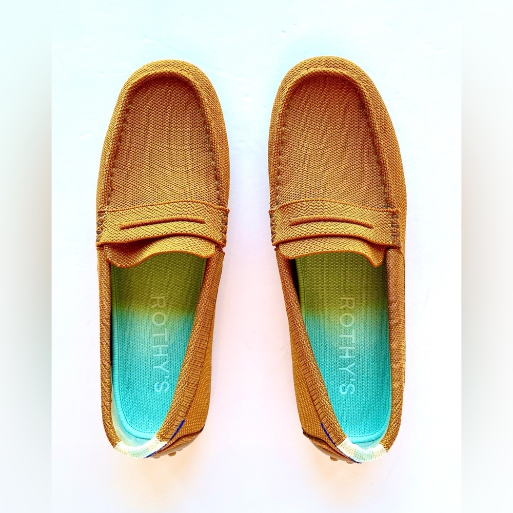 Rothy’s The Driver Loafer Cognac Brown Slip-On Flats 9.5 Excellent - Picture 9 of 12